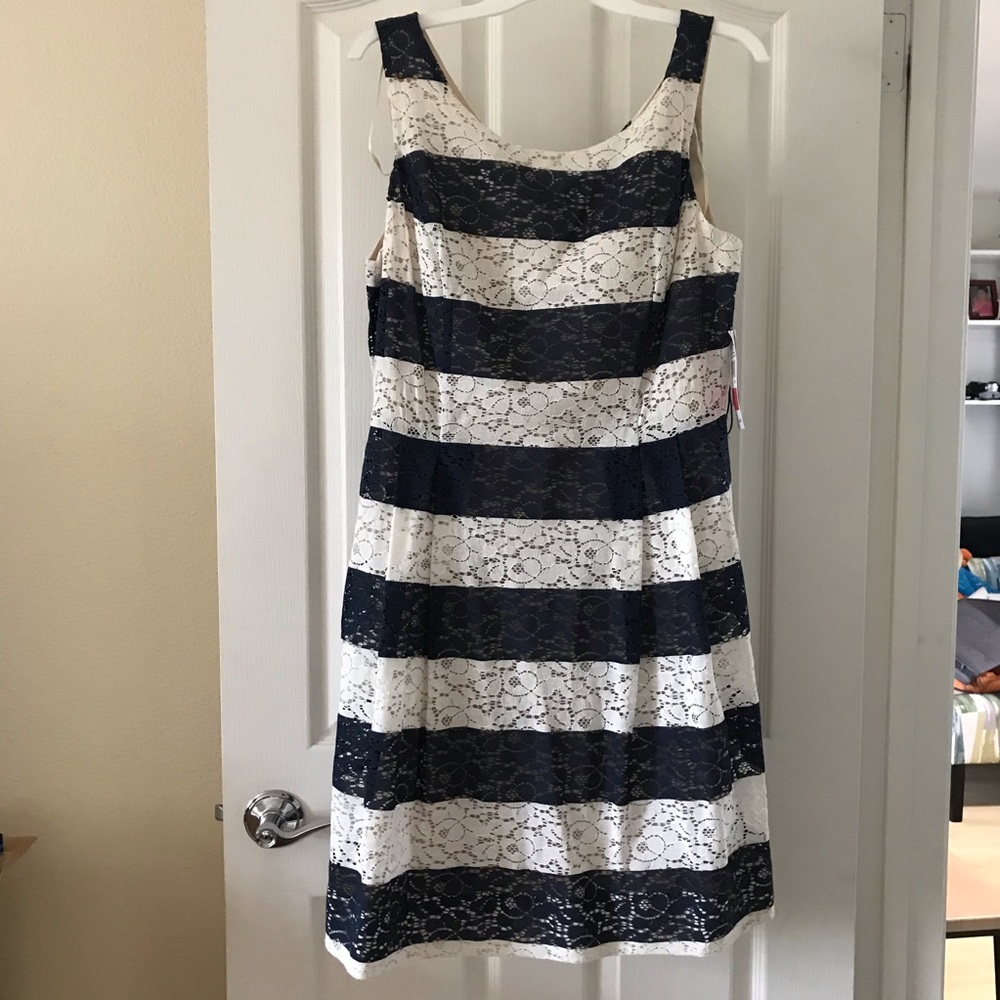 Floral Striped Lace midi Dress